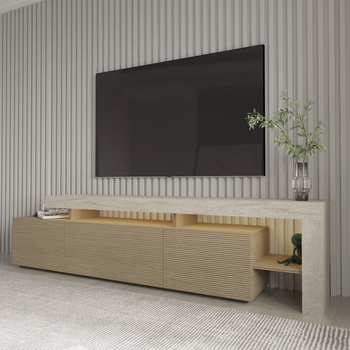 Hanah Home Soporte para TV Beliz - Travertino, Warm Oak